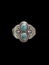 Vintage Southwestern Style Turquoise Color Ring, Size 11