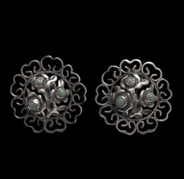 Gorgeous Vintage Sterling Silver Screw Back Earrings From Mexico