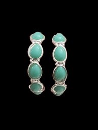 Vintage Turquoise Color Hoop Earrings By Napier