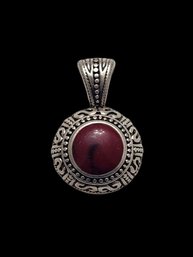 Vintage Sterling Silver Red Cabochon Pendant