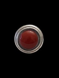 Vintage Sterling Silver Red Cabochon Ring, Size 6