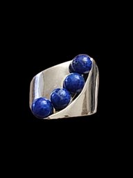 Vintage Sterling Silver Ring W/ Blue Balls, Size 6