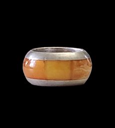 Beautiful Vintage Sterling Silver Amber Color Ring, Size 5.5