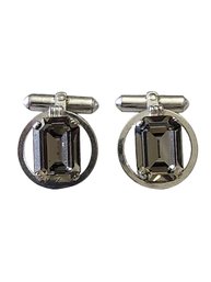 Vintage Sterling Silver Clear Stone Cufflinks By Destino