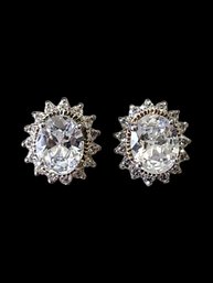 Beautiful Vintage Sterling Silver Rhinestone Earrings