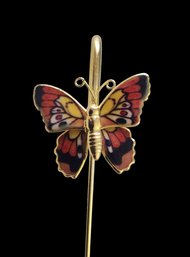 Beautiful Vintage Enamel Butterfly Bookmark In Gold Tone