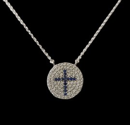 Vintage Sterling Silver Rhinestone Cross Necklace