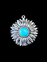 Vintage Sterling Silver Turquoise Color Pendant