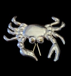 Adorable Vintage Sterling Silver Crab Brooch/Pendant