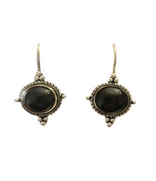 Vintage Sterling Silver Onyx Color Earrings