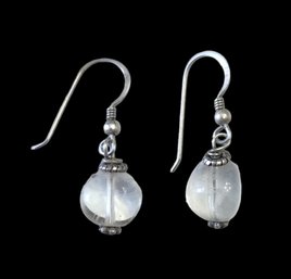 Vintage Sterling Silver Clear Glass Bead Earrings