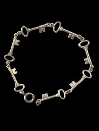 Vintage Sterling Silver Skelton Key Bracelet