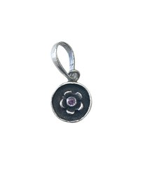 Vintage Sterling Silver Amethyst Color Stone Pendant