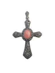 Vintage Sterling Silver Marcasite Cross Pendant