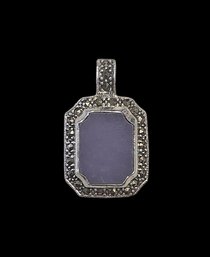 Vintage Sterling Silver Purple Marcasite Pendant