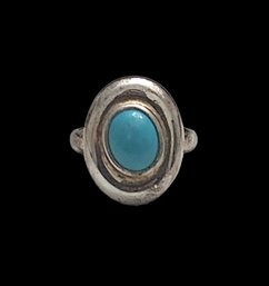 Vintage Sterling Silver Turquoise Color Ring, Size 6