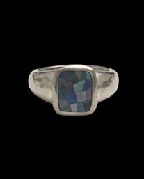 Vintage Sterling Silver Mosaic Style Ring, Size 7