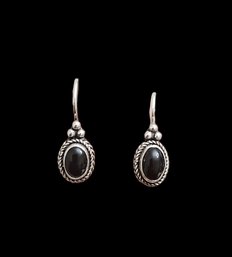 Vintage Sterling Silver Onyx Color Earrings