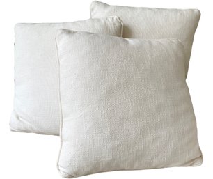 Three Large Off White Haitian Cotton Throw Pillows