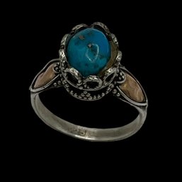 Vintage Sterling Silver And Blue Stone Ring, Size 6.5