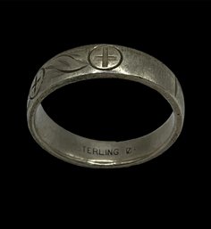 Vintage Sterling Silver Engraved Ring, Size 10