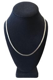 Super Long Beautiful Vintage Italian Sterling Silver Herringbone Necklace