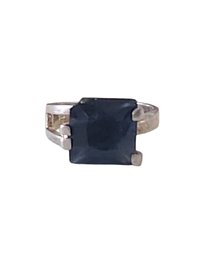 Vintage Sterling Silver Blue Sapphire Color Ring, Size 8