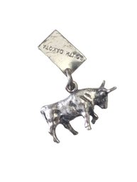 Vintage Sterling Silver Bull Charm Pendant