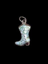 Vintage Sterling Silver Enamel Cowgirl Boot Charm/Pendant