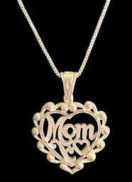 Vintage Sterling Silver Mom Pendant On Italian Chain