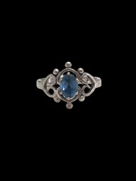 Vintage Sterling Silver Blue Topaz Color Stone Ring, Size 7