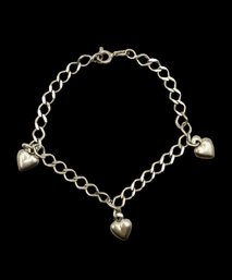 Vintage Italian Sterling Silver Hearts Charm Bracelet