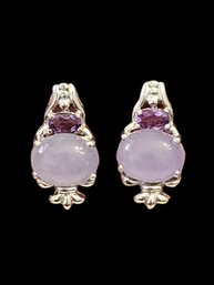 Vintage Sterling Silver Amethyst Color Earrings