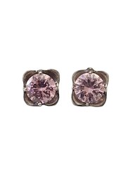 Vintage Sterling Silver Pink Stone Earrings