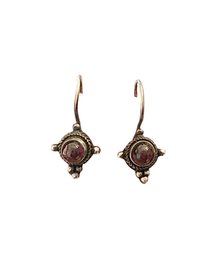 Vintage Sterling Silver Ruby Color Earrings