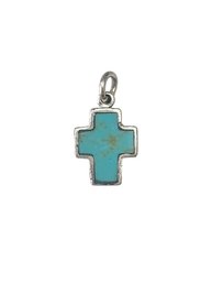 Vintage Sterling Silver Turquoise Color Cross Pendant