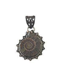 Vintage Sterling Silver Ammonite Fossil Pendant