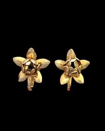 Incredible Old Vintage Sterling Silver Vermeil Flower Earrings