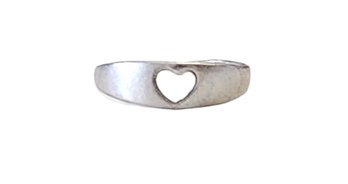 Vintage Sterling Silver Heart Ring, Size 9