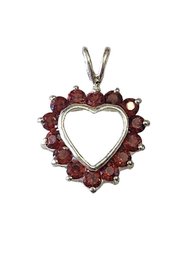 Vintage Sterling Silver Ruby Color Stone Heart Pendant