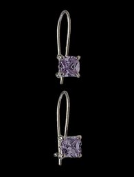 Beautiful Vintage Sterling Silver Amethyst Color Stone Earrings