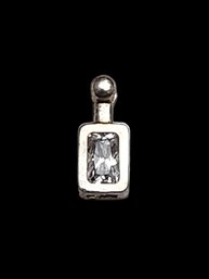 Vintage Sterling Silver Clear Stone Pendant