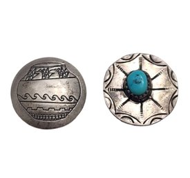 Vintage Sterling Silver Turquoise Color Button Covers