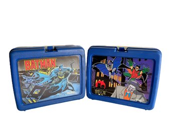 Two 1991 Batman & Robin Plastic  Lunch Boxes