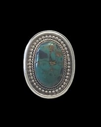 Gorgeous Vintage Sterling Silver Native American Turquoise Ring, Size 6