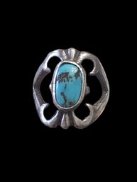 Gorgeous Vintage Sterling Silver Native American Turquoise Ring, Size 7.5