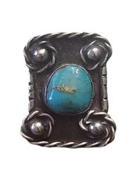 Gorgeous Vintage Sterling Silver Native American Turquoise Ring,  Size 7