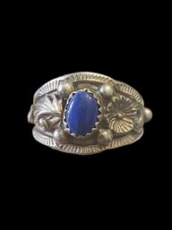 Gorgeous Vintage Sterling Silver Native American Lapis Ring, Size 7