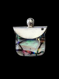 Vintage Retro Sterling Silver Opal Color Pendant