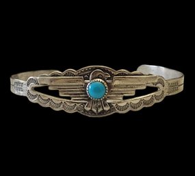 Vintage Native American Style Turquoise Thunderbird Bracelet